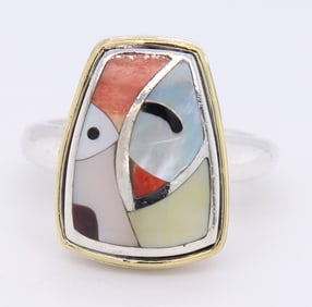 Asch Grossbardt Silver Inlay Ring