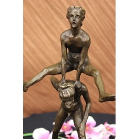 Kids Playing Leap Frog Bronze Sculpture