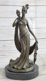 Girl Holding a Mask Bronze Sculpture