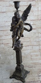 Nude Woman Candelabra Bronze Sculpture