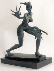 Female on Marble Base Bronze Sculpture