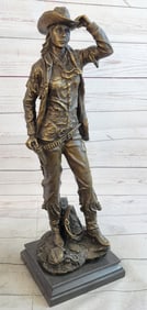 Western Art Cowgirl Bronze Sculpture