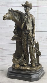 Cowboy Western Horse Bronze Sculpture