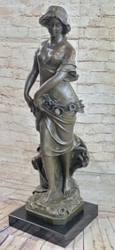 Young Lady Cautiously Walking Bronze Sculpture