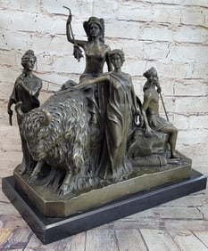 Four Nude Woman Surrounding King Bronze Sculpture