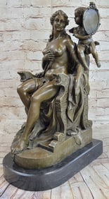 Nude Venus with Cherub Bronze Sculpture