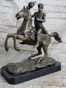 Horse and Soldier Bronze Statue