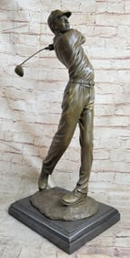 Male Golfer Sports Golf Club Bronze Statue