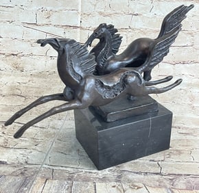 Dual Horses Bronze Sculpture