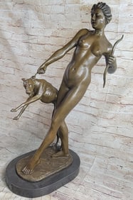 Roman Greek Mythology Diana and Hound Bronze Sculpture