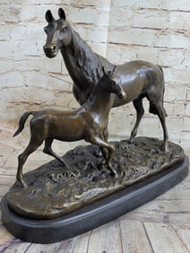PIERRE JULES MENE BRONZE HORSE & COLT SCULPTURE