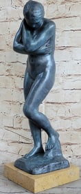 Shy Nude Girl Bronze Statue