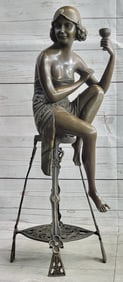Young Girl Sitting A chair Bronze Sculpture