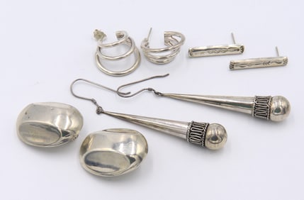 Dynamic Group Lot of 4 Vintage Silver Earrings