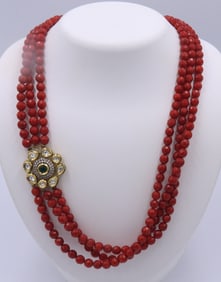 Gemstone 3 Row Costume Jewelry