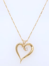 Fabulous Yellow Gold Heart Shaped Pendant on Chain