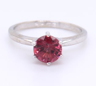 Pleasing White Gold Rhodalite Garnet Stacking Ring