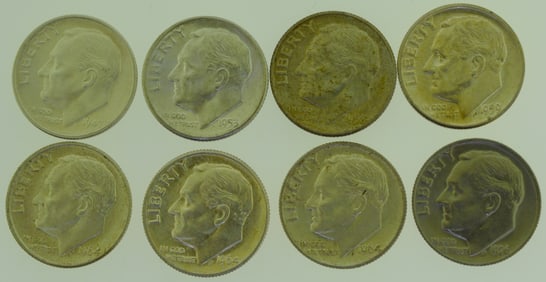 1900'S Roosevelt Dime US Coin lot of Eight