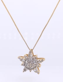 Sparkling Yellow Gold Diamond Star Pendant on Chain