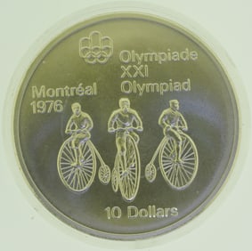 1976 Montreal Olympic Games Cycling Silver Coin