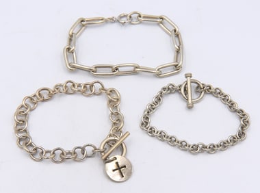 Group Lot of 3 Vintage 925 Sterling Silver Bracelets