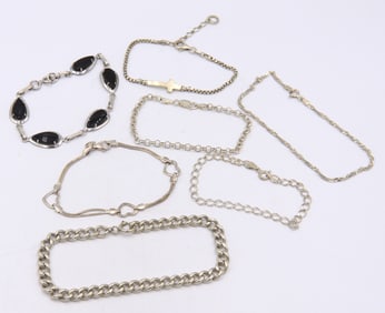 Group Lot of 7 Vintage 925 Sterling Silver Bracelets