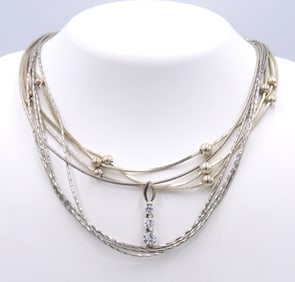 Group Lot of Vintage 925 Sterling Silver Necklaces Lot