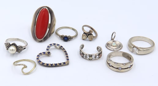 Group Lot of Vintage 925 Sterling Silver Miscellaneous Jewelry