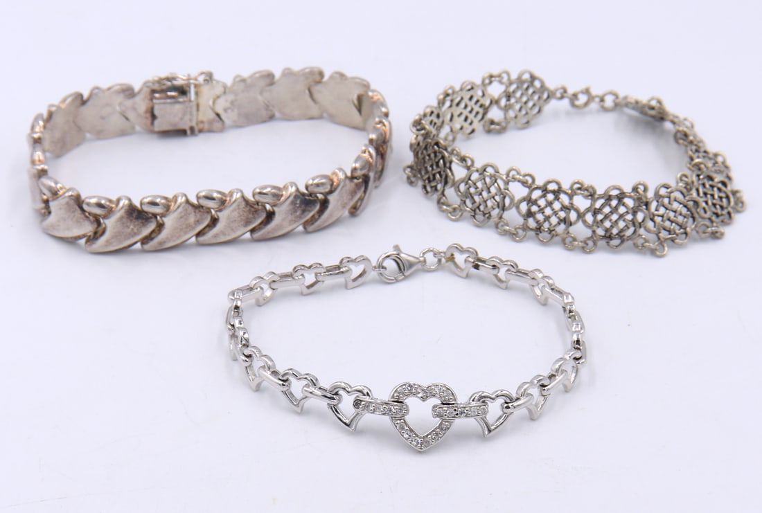 Group Lot of 3 Vintage 925 Sterling Silver Bracelets (1 of 7)