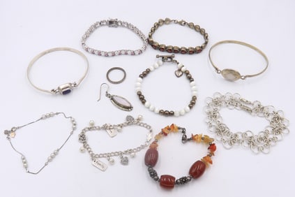 Lot of Vintage 925 Sterling Silver Gemstone Bracelets