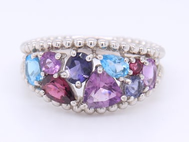 925 Sterling Silver Multi Gemstone Ring