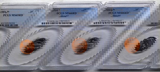 1951-D, 2014 & 2014-D PCGS MS66RD 1c Lincoln US Coin (lot of 3)