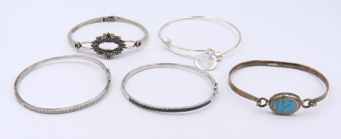 Vintage Lot of 5 Sterling Silver Bangles