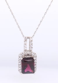 10KT White Gold Garnet Necklace