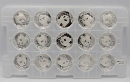 2018 10 Yuan China 30 Grams Silver Panda in Mint Plastic Lot of 15