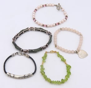 Group Lot of 5 Vintage 925 Sterling Silver Bracelets