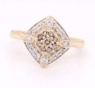 Favorite Yellow Gold Chocolate and White Diamond Ring