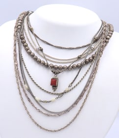 Vintage 925 Sterling Silver Group Lot of Necklaces