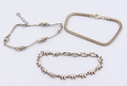 Group lot of 3 vintage 925 sterling silver bracelets