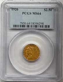 1926 US $2.50 Indian Gold. PCGS MS64