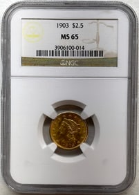 1903 $2.50 Liberty Gold. NGC MS65