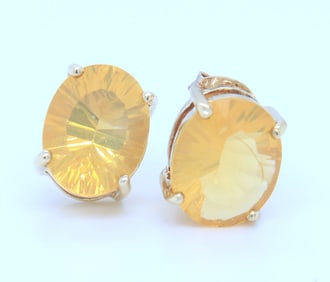 9kt Yellow gold 2.73ctw Brazilian fire opal earrings