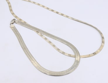 Group lot of 2 Italian vintage 925 sterling silver necklaces