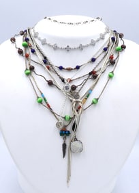 Group lot of vintage 925 sterling silver necklaces and bracelets