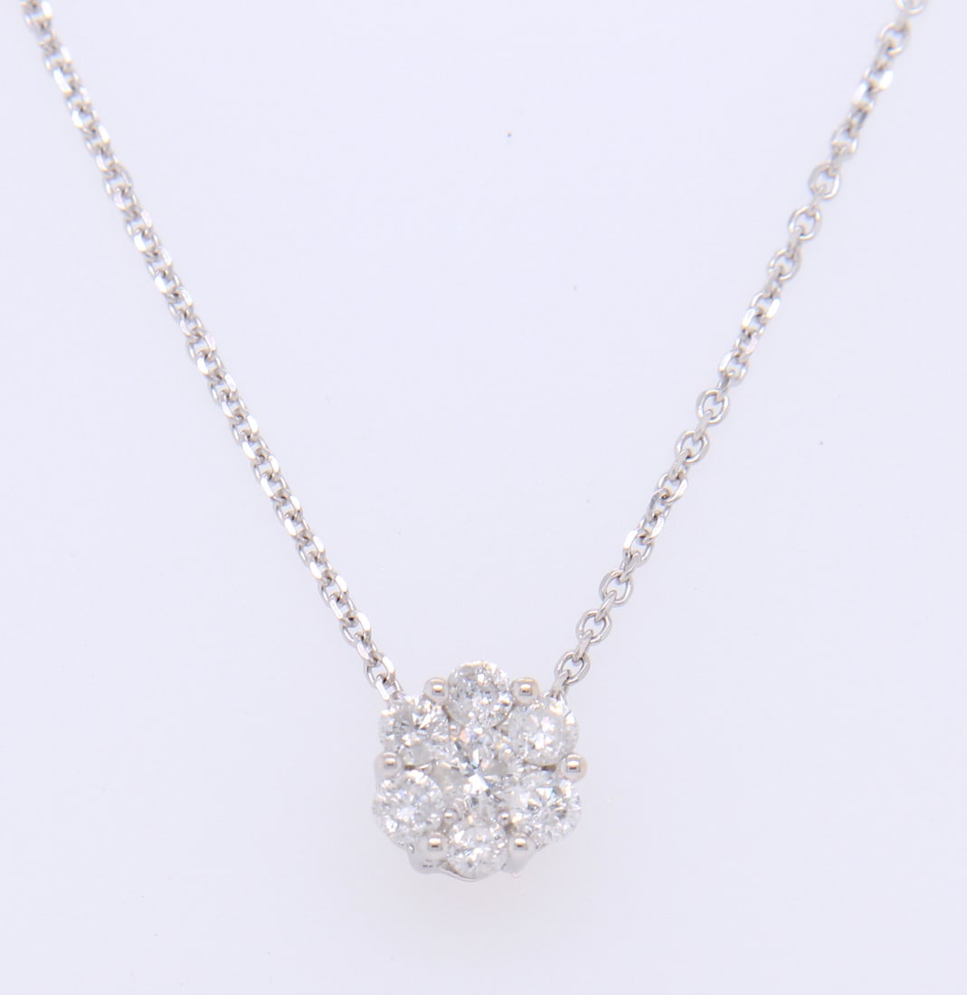 Incredible White Gold Diamond Flower Cluster Pendant on Chain (1 of 5)