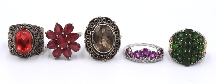 Group lot of 5 vintage 925 sterling silver rings