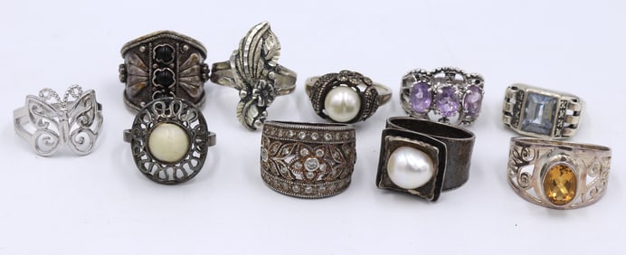 Group lot of vintage 925 sterling silver rings