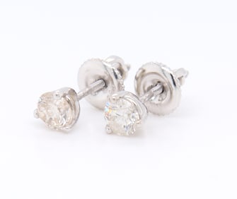 Elegant White Gold Diamond Stud Earrings