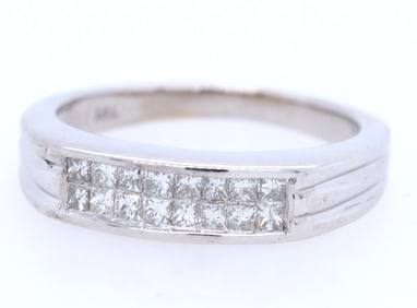14kt WG Double Row Invisible Set Diamond Ring