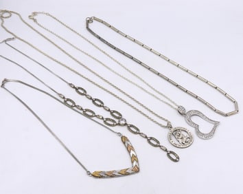 Group lot of vintage 925 sterling silver necklaces